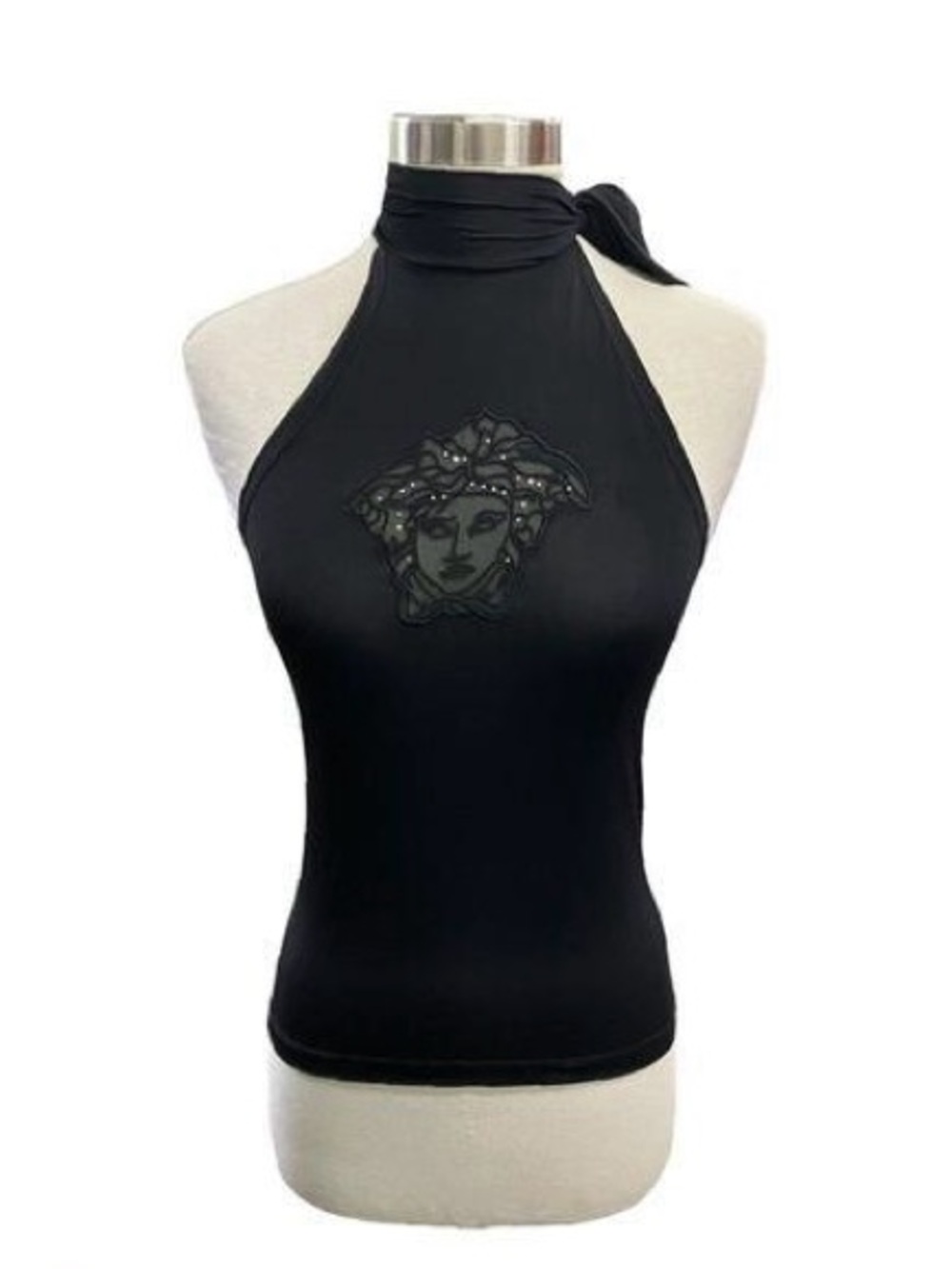Vintage Versace Medusa Head Black Halter Top